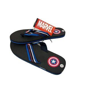 Men's Captain America Flip Flops Size Large XL 12-13 Thongs Marvel Comics New
